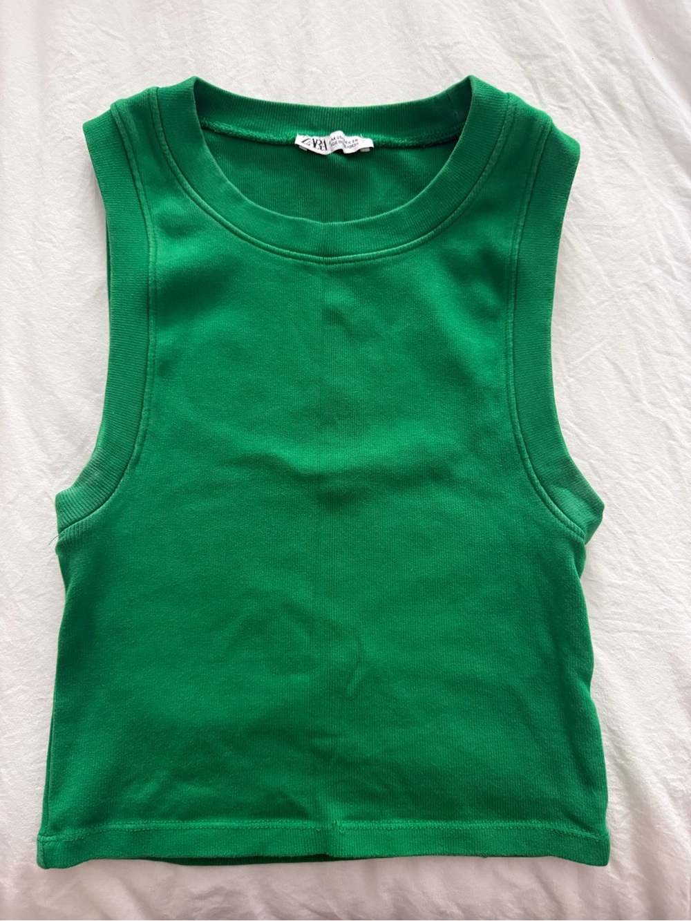Zara Ribbed Crew Neck Cropped Tank Top